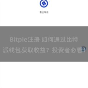 Bitpie注册 如何通过比特派钱包获取收益？投资者必看！